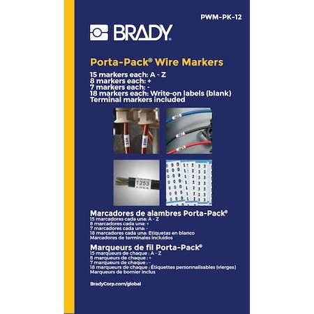 Brady Porta-Pack Wire Marker Book Repositionable Vinyl Cloth Legend: A to Z, 10PK PWM-PK-12